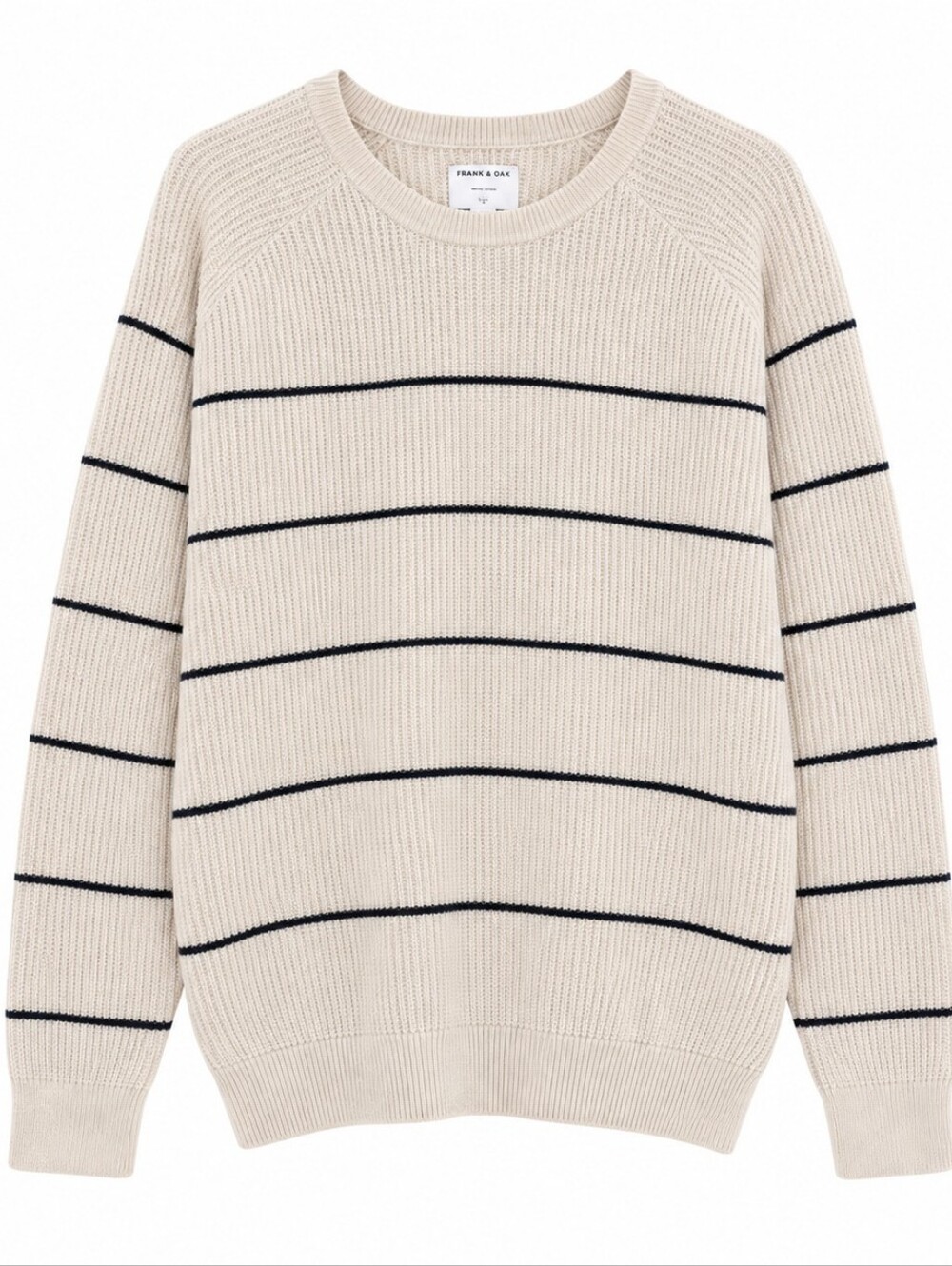 Frank and Oak men's mariner striped sweater beige size XL